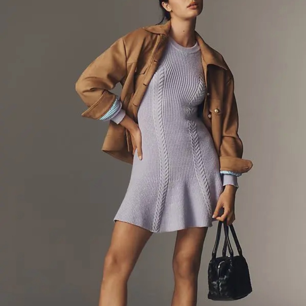 By Anthropologie Sweater Knit Skater Dress in Purple (NWOT)
